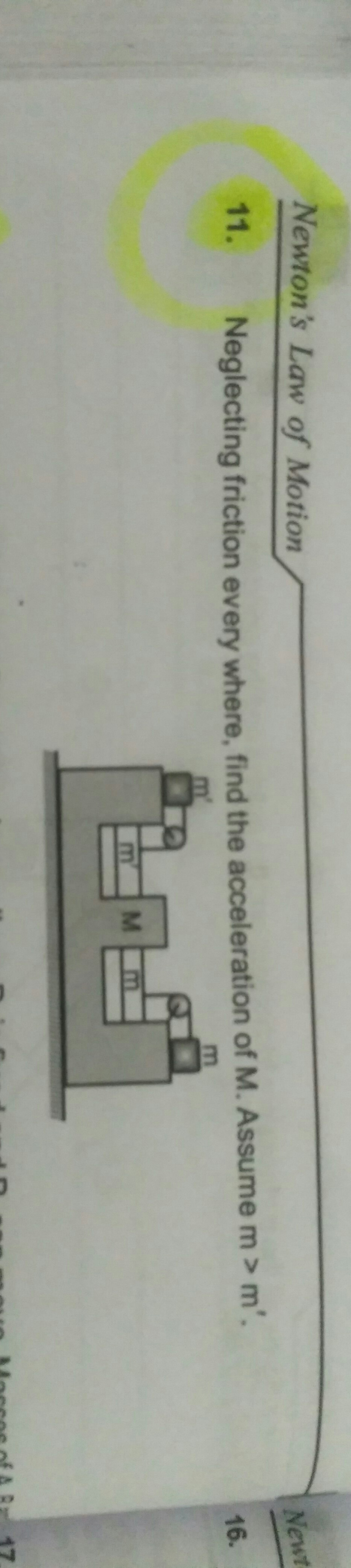 Question image for Neglecting friction everywhere,find the accelerat